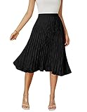 GRACE KARIN Women's Vintage Skirts A-line Pleated Flared Chiffon Skirts Floral Lace Black L