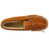 Minnetonka Men's Pile Lined Soft Leather Sole, Brown, 11 M US