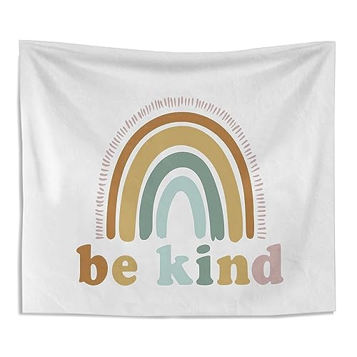 Knibeo Rainbow Boho Wall Tapestry - 50x60 Inch Kids Tapestry, Boho Wall Hanging for Classroom, Teen Girls' Room Decor, Mental Health Decor