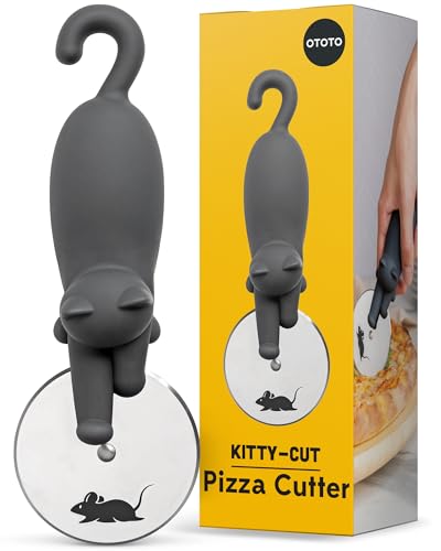 OTOTO Kitty Cut Pizza Cutter Wheel - Pizza Cutters Stainless Steel, Funny Kitchen Gadgets and Kitchen Gifts, Cat Gift for Women Cat Lovers