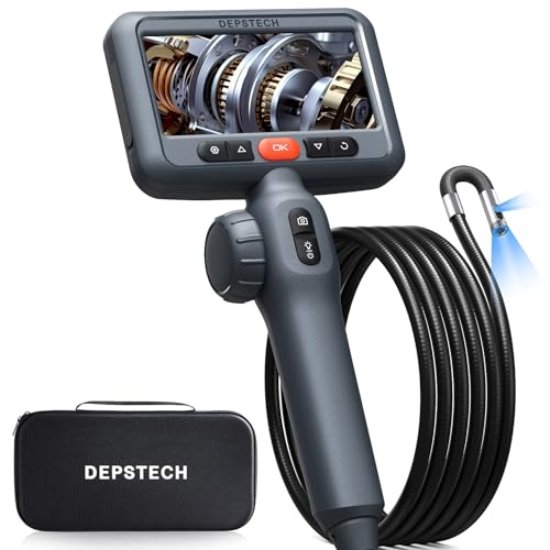 DEPSTECH Dual Lens Articulating Endoscope Camera with Lights,Two-Way Articulated Industrial Borescope, 4.5" Screen, 5FT Flexible Snake Scope,Video Inspection Camera Tool for Wall Engine Auto Mechanics