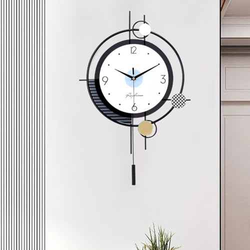 Wall Clock,Decorative Wall Clocks with Pendulum,Silent Quality Quartz Clock Battery Operated,Large Wall Clock for Living Room,Kitchen,Home,Bathroom,Bedroom Wall Decor,15x23inch SM101