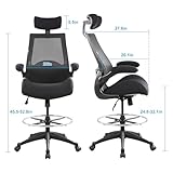 BOLISS 400lbs High Back Computer Office Drafting Chair Flip up Armrests Lumbar Support Adjustable Big Footrest Ring(Black)