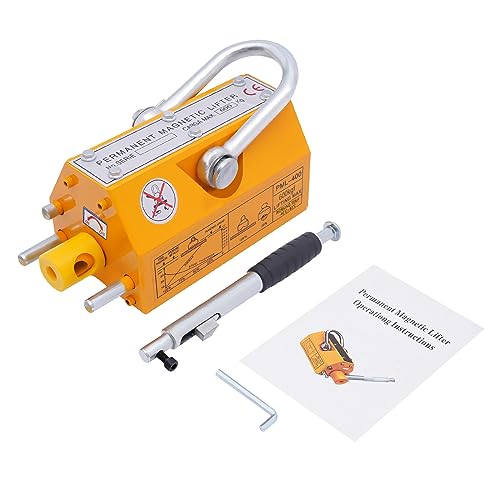 FiueStur Heavy Duty Magnetic Lifter 1320 Lb Capacity Yellow Steel Plate Lifter for Bridge Construction U-Slot Design Manual Handle Control