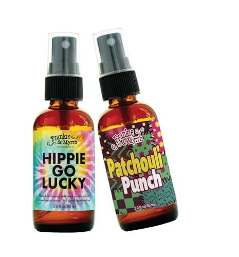 Frankie & Myrrh Groovy Patchouli Spray Combo | Hippie Go Lucky & Patchouli Punch Spray 2 Pack | Freshwater Patchouli Spray with Fun Extras