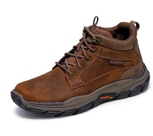 Skechers Men's Respected-Boswell 204454 Mid Top Leather Moc Toe Lace Up, CDB, 10.5