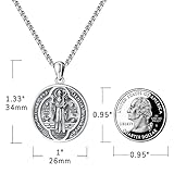 Eusense Medalla De San Benito De Plata 925 St Benedict Medals for Men Women Saint Benedict Pendant San Benito Medallion De Abad Bendecida Amuleto St. Benedict Necklace Sterling Silver