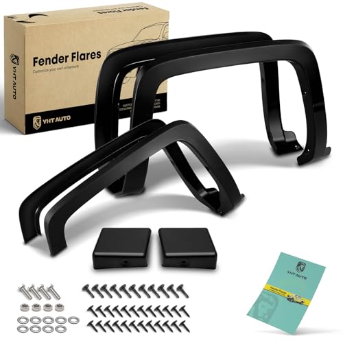 YHTAUTO OE Factory Style Fender Flares w/Hardware Kit Replacement for Chevy Silverado 1500 2014-2018, Silverado 2500 HD/3500 HD 2015-2019, 6.5' & 8' Long Bed, Black Flare Set of 4, Front & Rear