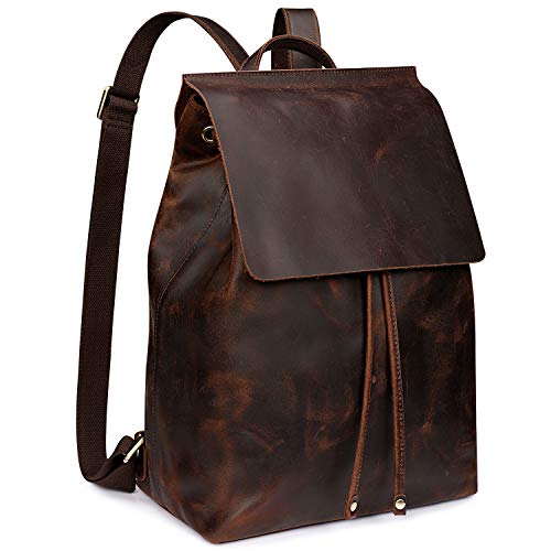 S-ZONE Women Genuine Leather Backpack Purses Fashion Rucksack Travel Daypack with Luggage Sleeve