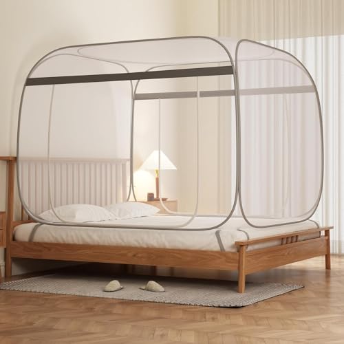 Pop-Up Mosquito Net Tent Wide Roof,Portable Folding Design with Bottom for Bedroom Yard Outdoor Camping Fishing Hiking Trip,Baby Toddler Bed Protection,Easy to Install,King Size