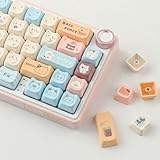 TYRIXKI PBT Keycaps 142 Keys Cute Keycaps Dye-Sublimation Sea Salt Cat Keycaps Mao Profile Custom Keycaps for Cherry Gateron MX Swithes Mechanical Keyboards