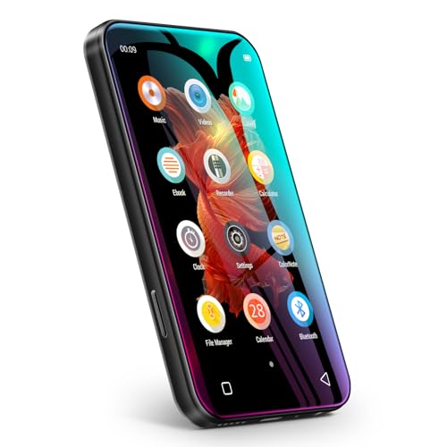 TIMMKOO 72GB MP3 Player with Bluetooth, 4.0" Full Touchscreen Mp4 Mp3 Player with Speaker, Portable HiFi Sound Mp3 Player with Bluetooth, Voice Recorder, E-Book, Supports up to 512GB TF Card (Black)
