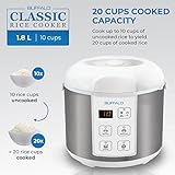 Buffalo Classic Rice Cooker with Clad Stainless Steel Inner Pot - Electric Rice Cooker for White/Brown Rice, Grain - Easy-to-clean, Non-Toxic & Non-Stick, Auto Warmer (10 Cup)