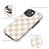 Obbii for iPhone 13/14/15 Case with Card Holder Soft Leather Wallet Case Protective Shockproof Hard Cover for Women Man (Checkerboard)