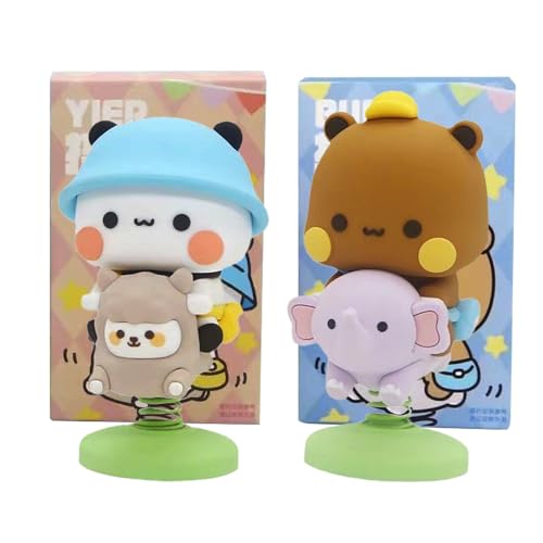 YOKUSHI 2 PCS Bubu and Dudu Bears Car Dashboard Decorations, Cute Cartoon Statue Bears Panda Figurine Office Desk Decor for Decor Accessories Tabletop Ornaments Gifts (C)