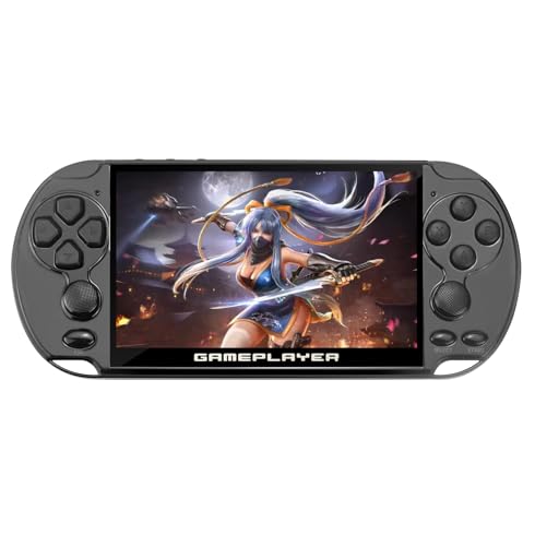 JXD Multifunctional Video Game Console 5.1 inch 7500 Free Retro Games Handheld Game Console Portable Pocket Children's Game Player Mini Arcade Emulator Device mp3/4 Holiday(Black)