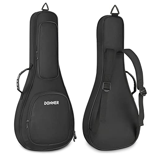 Donner 28 Inch Mandolin Case, 0.5 Inch Padded Sponge 600D Thick Ripstop Waterproof Nylon Soft Gig Bag with Two-Way Sturdy Metal Zippers and Back Hanger Loop, Fit A & F Style Mandolin
