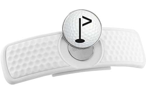 SNAPS Golf Ball Marker Hat Strap Clip - Patented Ball Marker Clip attaches to Most Hats and Visors - Innovative and Stylish hat Clip for Golf - Magnetic Ball Marker Holder | White Dimple Design
