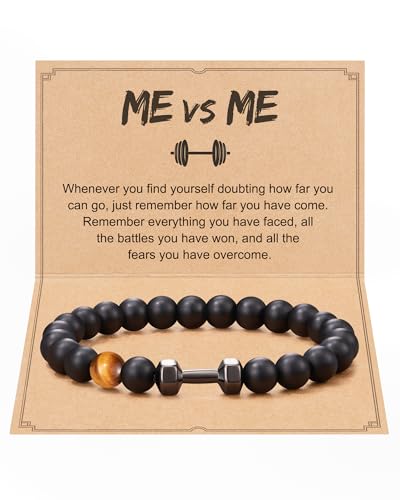 KOXMOON Fitness, Gym Accessories Workout Gifts for Men Gym Lovers Pulseras Para Hombres Beaded Bracelets Inspirational Gifts for Men