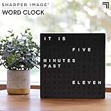 Sharper Image® LED Light-Up Word Clock, 7.75" Modern Design, Electronic Accent Wall or Desk Clock, USB Cord & Power Adapter, Unique Contemporary Home & Office Decor, Easy Setup, Housewarming Gift