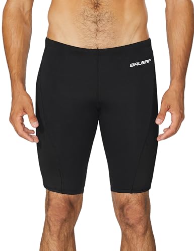 baleaf Men's Swimsuit Swim Jammers Athletic Training Swimwear Durable Team Lap Swimming Racing Competition Black Small