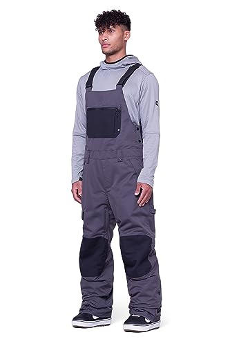 686 Men's Hot Lap Bib - Insulated Thermal Clothing, Snow & Ski Bibs - Water & Weather Resistant - Charcoal Colorblock, Small