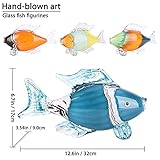 Large Glass Fish Figurine Maritime Decor, Modern Nautical Decorations for Home Hand Blown Art Glass Fish Sculpture - Ideals Beach Theme House, Coastal Ocean Themed Tropical Glass Fish Decor