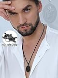 FaithHeart Black St. Christopher Necklace for Men Christian Amulet Jewelry with Stainless Steel Wheat Chain Oval Medal Pendant for Prayer