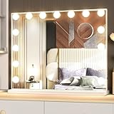 Manocorro Vanity Mirror with Lights, Hollywood Makeup Mirror Large Vanity Lighted Mirror with 15 LED Bulbs Hollywood Mirror with 3 Color Modes for Bedroom Tabletop or Wall-Mounted, 23x18 Inch