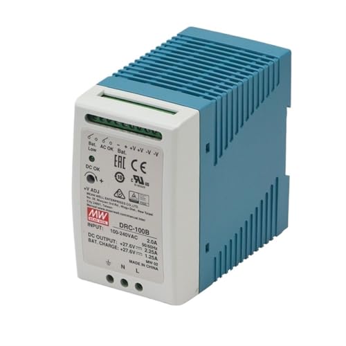 OSCWAZZS DRC-100 DIN Rail Single Output 13.8V/27.6V Power Supplies with Battery Charger UPS Function 100W(DRC-100A 13.8V_100W)