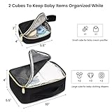 LOVEVOOK Diaper Bag Backpack with 2 Cubes, Quilted Baby Bag with Changing Pad & Pacifier Holder, Waterproof Travel Diaper Bags for Baby Boys Girls, Stylish and Large Capacity,5PCS Set, Black