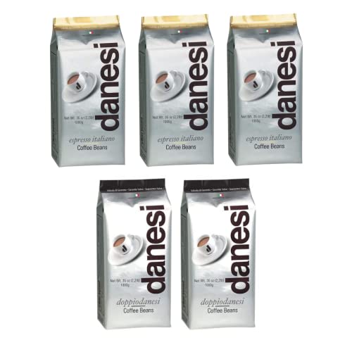 Danesi Caffe Italian Coffee Beans (Whole Roasted Coffee Beans for Espresso) - GOLD (6.6lb), Doppio (4.5lb)