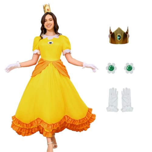 GAUWEAN Princess Dresses for Women Adults Halloween Cosplay Dress Up Princess Costume with Accessories S