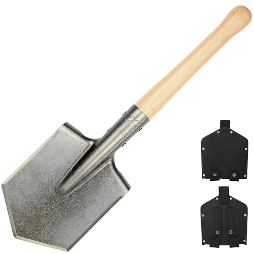 Mastiff Gears® Battle Wolf Shovel, Remodeled Sapper Shovel with Hardwood Handle, for Camping, Hiking, Fishing, Self-Defence and Emergency