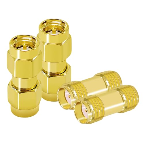 CNARIO SMA Adapters Kit 4PCS, SMA Connectors Male to Male & Female to Femal Coaxial Cable Connector for Antennas, Wireless LAN Devices, Radio, WiFi