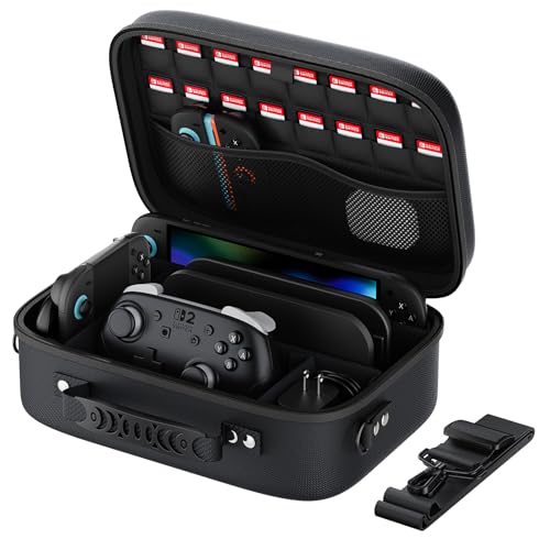 Mozuper Switch 2 Case for Nintendo Switch 2(2025), Hard Shell Soft Lining Full Protection All in One Travel Case with Game Card Slots, Carrying Bag for Switch 2 Dock Pro Controller Accessories Black