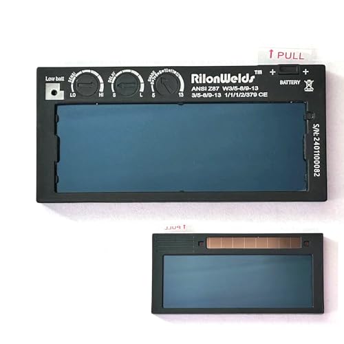 RilonWelds Auto-Darkening Welding Lens Variable Shade 5-13 True Color Blue Technology, 4.25x2" for welding hood with 2pcs Replacement Outside Cover Lens