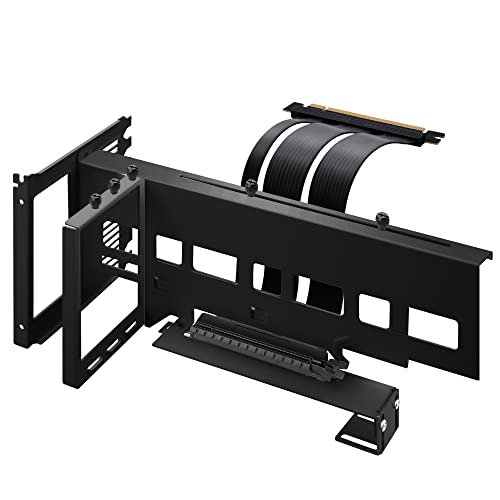 EZDIY-FAB Vertical PCIe 4.0 GPU Mount Bracket Graphic Card Holder with 5V 3 Pin ARGB LED Module, Video Card VGA Support Kit with PCIe 4.0 X16 Gen4 17cm/6.69in Riser Cable 90 Degree Right Angle (Black)