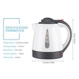 Fdit Portable Car Electric Kettle Road Trip Travel Cigarette Lighter DC12V/24V Heated Water Tea Coffee Kettle Auto Shut Off (1000ml (Kettle) (12V)