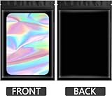 jfs 100ps Personalized Custom Thicken Ziplock Bags Holographic Laser Color Plastic Pouch for DIY Jewelry Retail Storage Pouch Zip Lock Bag NO Hole (Black,7x10)