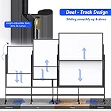 Dry Erase Whiteboard Height Adjustable, 48 x 60 inches Large Standing Easel White Board on Wheels, 4‘x5' Mobile Double-Side Magnetic Rolling White Board for Office Home Classroom School, Black