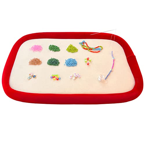 hobbyworker Rectangle Beading Board Tray,Velvet Like Work Surface,Beads Organizer,Bead Wrangler for Jewelry Making,Jewellery Crafts Easy Fine Work