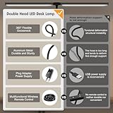 Led Desk Lamp for Office Home - Eye Caring Architect lamp with Clamp,Dual Screen Computer Monitor Gooseneck Smart Light: 24W 5 Color Flexible Adjustable Lighting Table Lamp for Study Drafting