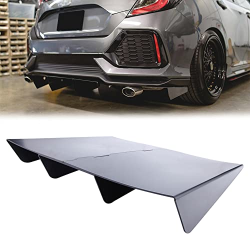 KEEPDSGN Rear Defuzer Diffuser Matte Black Rear Bumper Lip Universal Car Shark Fin Flat Integrated Spoiler 22"×20"