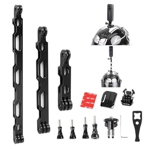 PellKing (12 Pcs) Aluminum Alloy Extension Arm Helmet Mount Kit for for Insta360 One X5/X4/X3,X2,X,Metal Adapter Helmet Sticker Extension Arm Mount with Metal 1/4''Adapter,GoPro Hero 10/9,and More