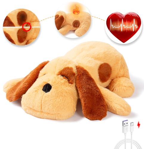 Goopow The 3rd Generation Heartbeat Puppy Toys for Dogs, More Lifelike Mom with Upgraded Simulating Breathing/Body Temperature Dog Toys, Dog Anxiety Relief and Calming Aid,USB Rechargeable