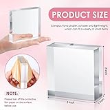 Vicenpal 16 Pieces Acrylic Square Display Blocks 3 x 3 x 1 Inches Clear Polished Acrylic Cube Jewelry Display Stand Ring Showcase Holder Base