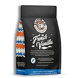 Bones Coffee Company French Vanilla Flavored Coffee Beans, Whole Bean Coffee Medium Roast Low Acid, Creamy Vanilla Flavor (12 oz)