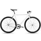 AVASTA Single-Speed Fixed Gear Urban Commuter Bike for Women and Men, Lightweight Unisex Fixie Bike, Flat Handlebar Flip Flop Hub City Road Bicycle, 58 White