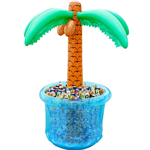 PARENTSWELL 63'' Inflatable Palm Tree Cooler, Tropical Luau Party Decorations, Inflatable Drink Cooler for Parties Jungle Hawaiian Birthday Party Decorations Palm Tree Decor